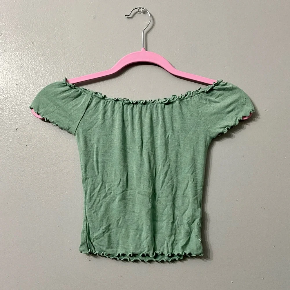 Off-Shoulder Ruffled Crop Top - Picture 1 of 4